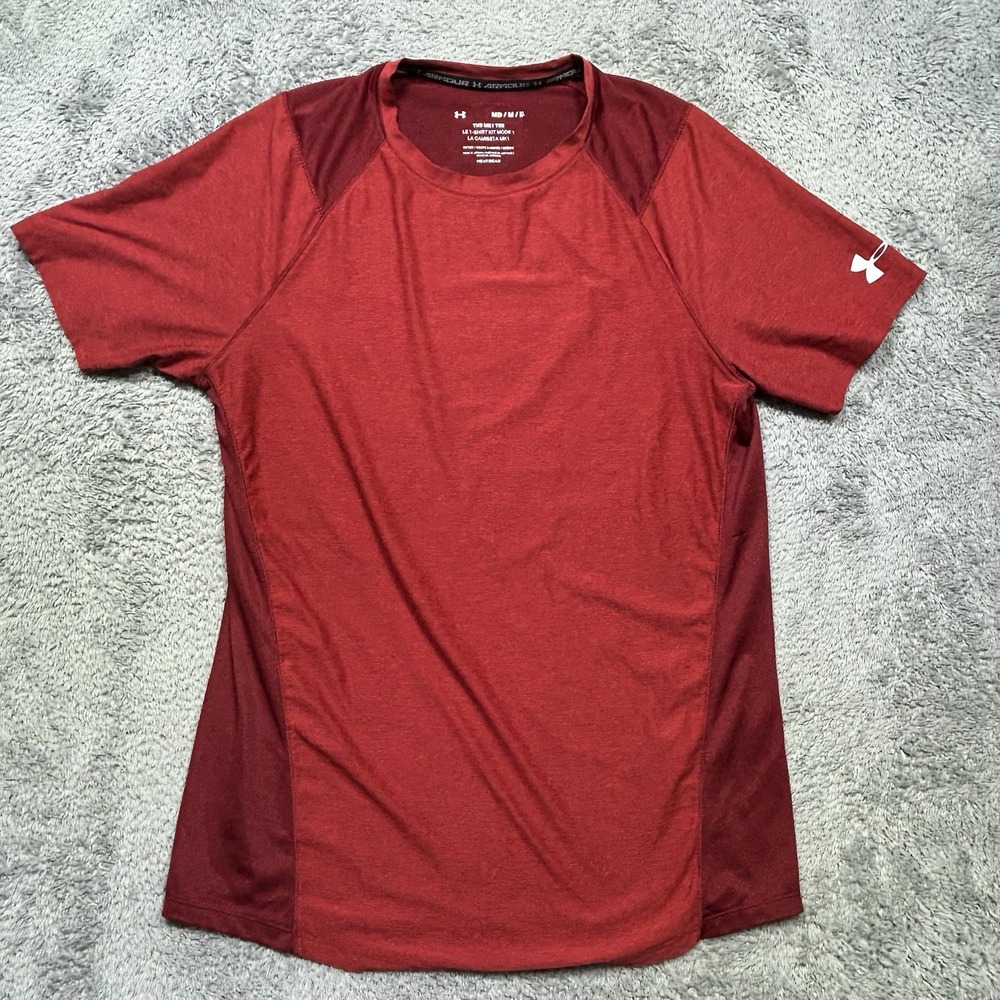 Under Armour Shirt Mens M Red The MK1 Tee Activewear Performance Stretch Gym Run